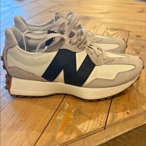 New Balance Cream and Navy Blue Sneakers
